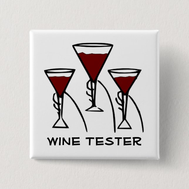 Three Wine Glasses in Hands Cartoon 15 Cm Square Badge (Front)