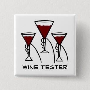 Three Wine Glasses in Hands Cartoon 15 Cm Square Badge