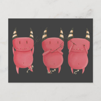 Three Wise Devils - Little Devils art Postcard