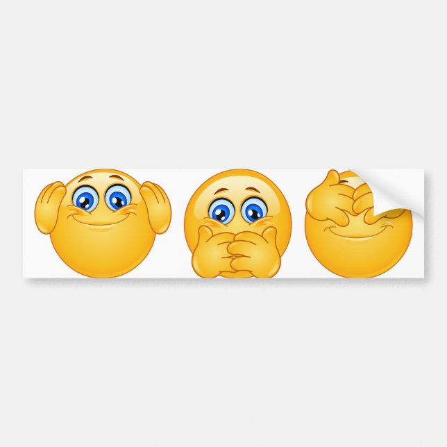 three wise emojis bumper sticker (Front)