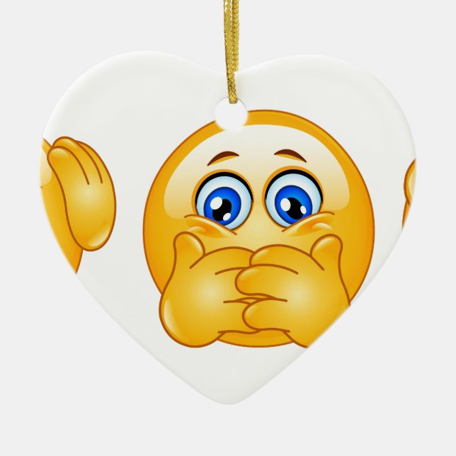 three wise emojis ceramic tree decoration (Front)