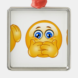 three wise emojis metal tree decoration