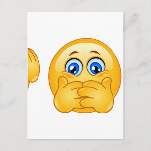 three wise emojis postcard