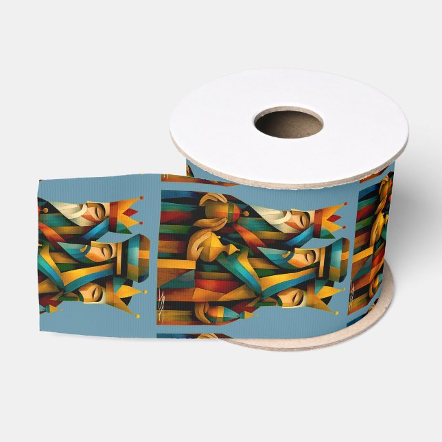 Three Wise Men Abstract Nativity Art  Grosgrain Ribbon (Spool)