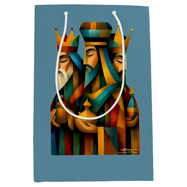 Three Wise Men Abstract Nativity Art Medium Gift Bag (Front)