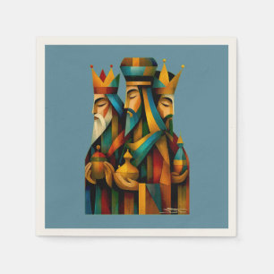 Three Wise Men Abstract Nativity Art Napkin