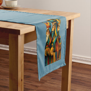 Three Wise Men Abstract Nativity Art Short Table Runner
