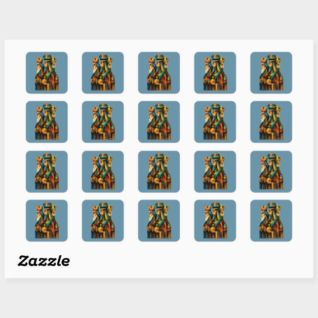 Three Wise Men Abstract Nativity Art  Square Sticker (Sheet)
