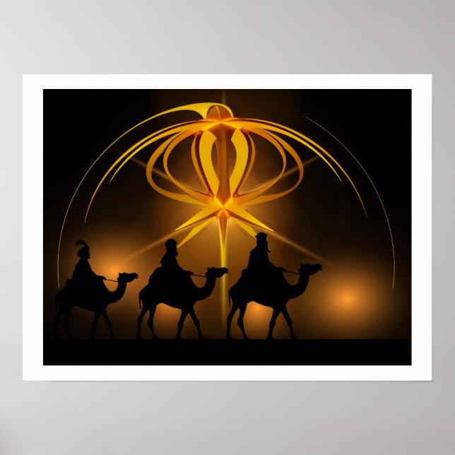 Three Wise Men and Advent Star Merry Christmas Pos Poster (Front)
