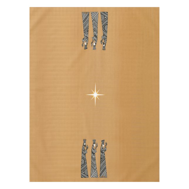 Three Wise Men Black & White Christmas Nativity Tablecloth (Front)