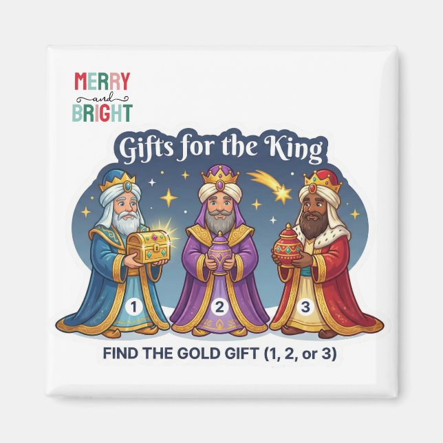 Three Wise Men Christmas Gifts Logic Game Magnet (Front)