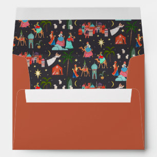 Three Wise men Earthy Christmas pattern lined Envelope