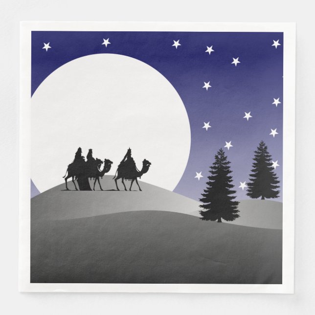 Three Wise Men Graphic Christmas Napkin (Front)