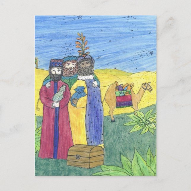 Three wise men holiday postcard (Front)