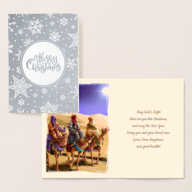Three Wise Men Luxury Real Foil Christmas Cards (Display)