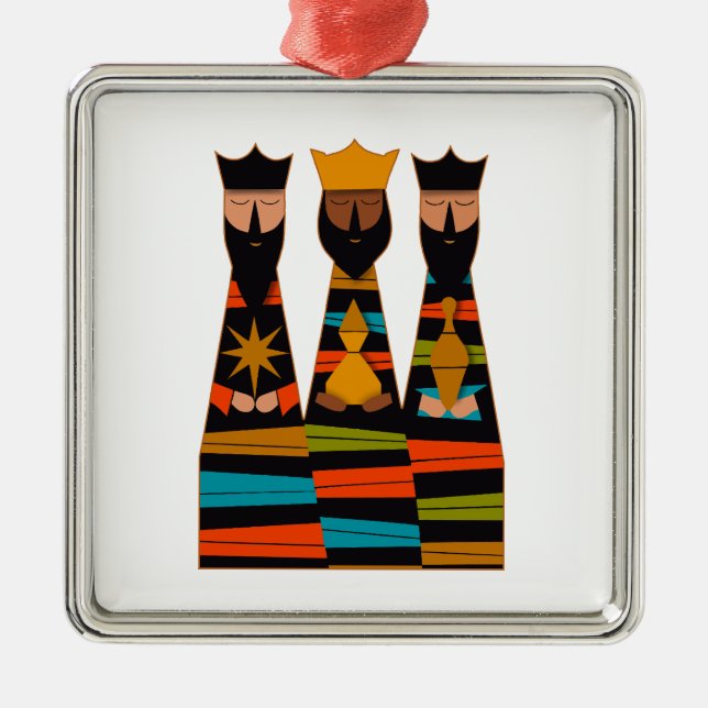 Three Wise Men Modern Mid-Century Metal Tree Decoration (Front)