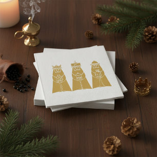 Three Wise Men Modern Nativity Kings Napkin
