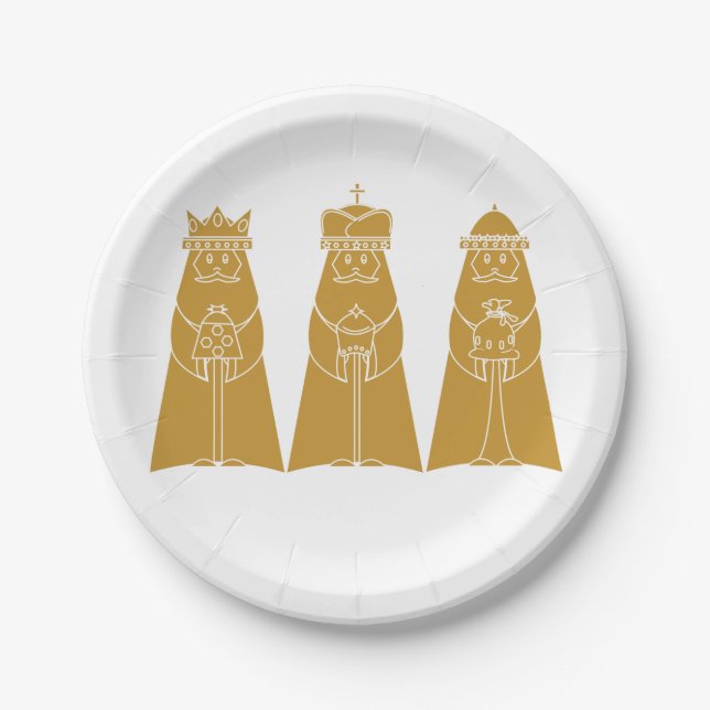 Three Wise Men Modern Nativity Kings Paper Plate (Front)