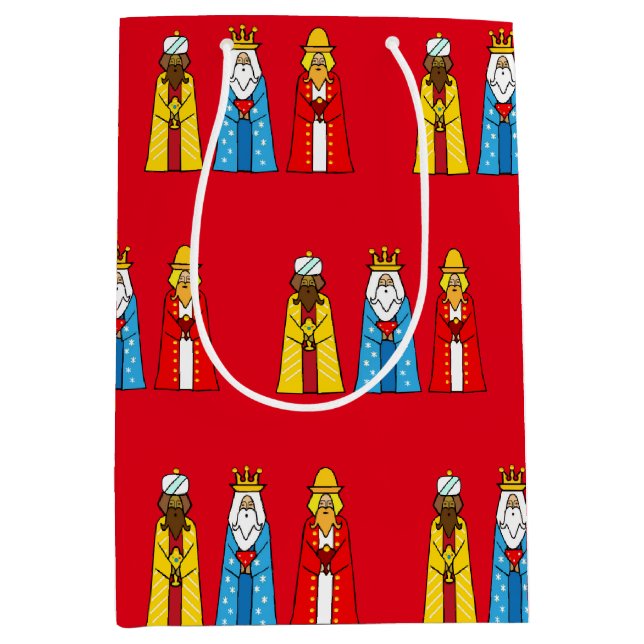 Three Wise Men on Red Medium Gift Bag (Front)