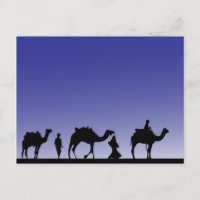 Three Wise Men on their journey with their camels