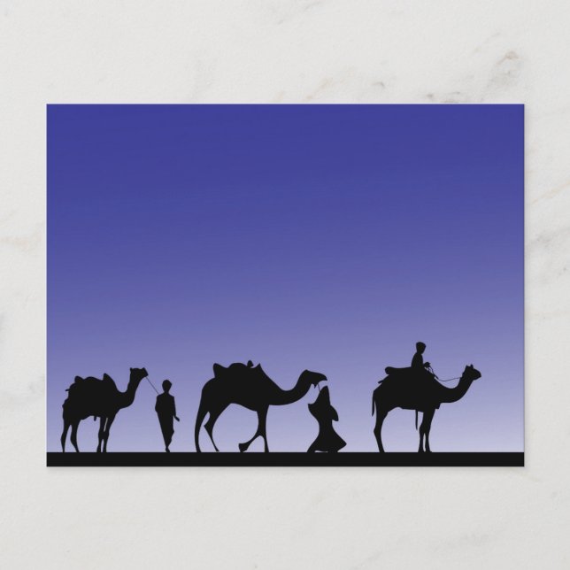 Three Wise Men on their journey with their camels Postcard (Front)