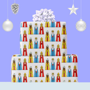 Three Wise Men on White Wrapping Paper