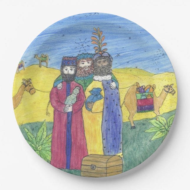 Three wise men paper plate (Front)