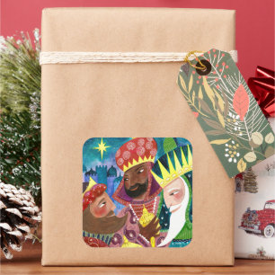 Three Wise men religious  Christmas Holiday Square Sticker