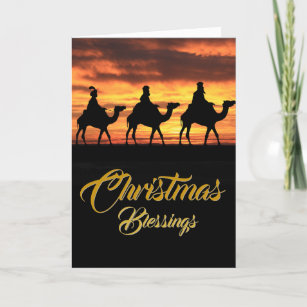 Three Wise Men Silhouette   Christmas Blessings Holiday Card