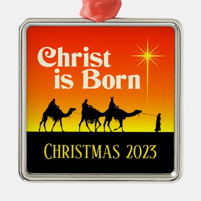 Three Wise Men Star of Bethlehem Christmas Metal Tree Decoration (Front)