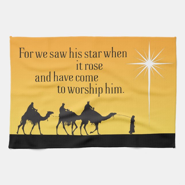 Three Wise Men Star of Bethlehem Christmas Tea Towel (Horizontal)