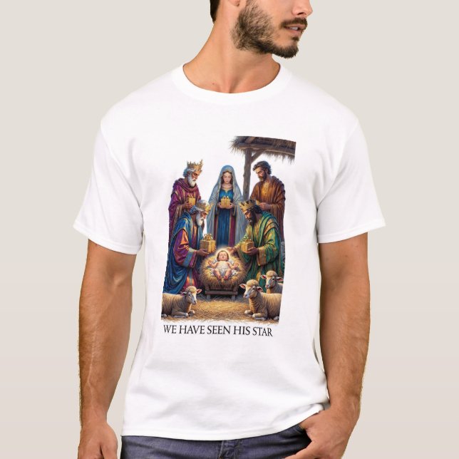 Three Wise Men T-Shirt, Adoration Epiphany Art T-Shirt (Front)