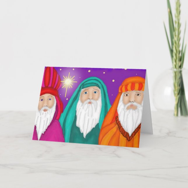 Three Wise Men Watercolor Christmas Card (Front)