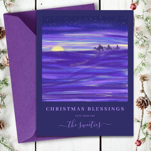 Three Wise Men Watercolor Custom Christmas Holiday Card (Three wise men watercolor custom Christmas holiday greetings card)