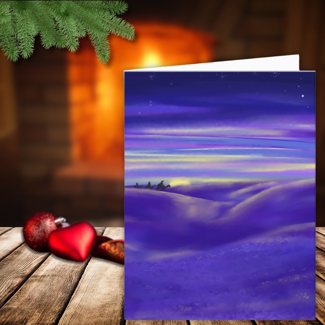 Three Wise Men Watercolor Holiday Card (Three wise men modern christmas art custom holiday greetings card with bible quote inside)