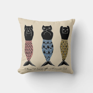 Three wise Mermaid Cats Cushion