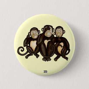 Three Wise Monkeys 6 Cm Round Badge