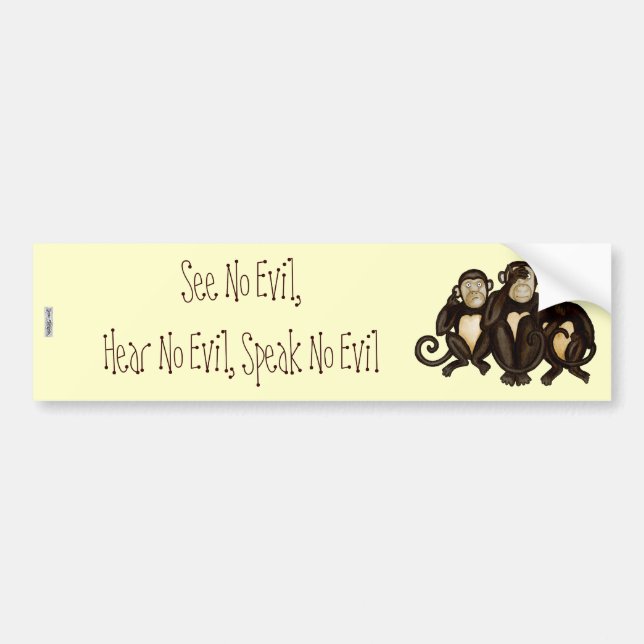Three Wise Monkeys Bumper Sticker (Front)