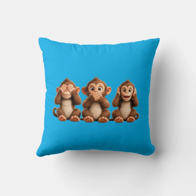 Three Wise Monkeys Cushion (Back)