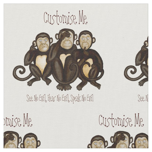 Three Wise Monkeys Fabric (Close Up)