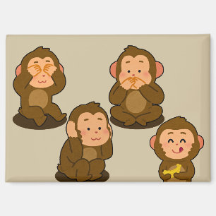 Three Wise Monkeys plus a Normal One Magnet