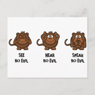 Three Wise Monkeys Postcard