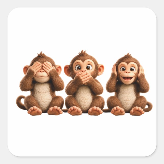 Three Wise Monkeys Square Sticker (Front)