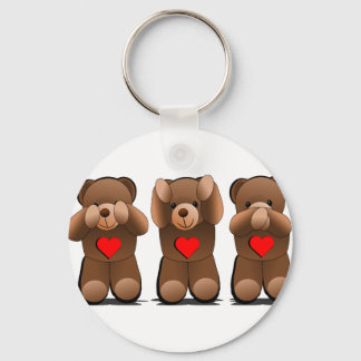 Three Wise Monkeys, Teddy Bear Print Key Ring