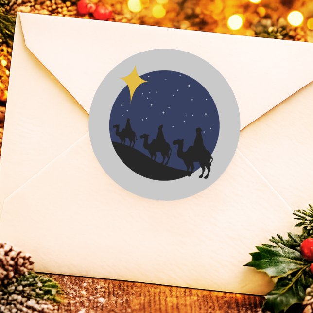 Three Wisemen Bethlehem Star Classic Round Sticker (Creator Uploaded)