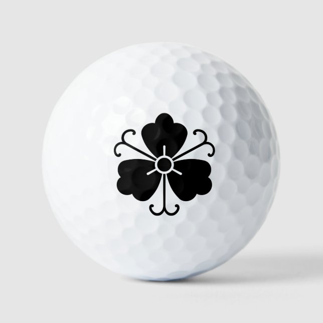 Three wisteria blooms with vines golf balls (Front)
