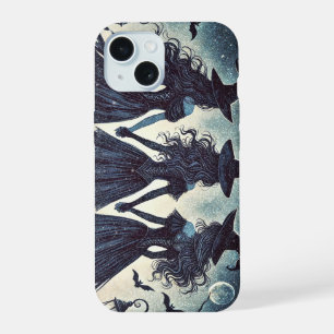 Three Witches at Night Starry Halloween iPhone 15 Case