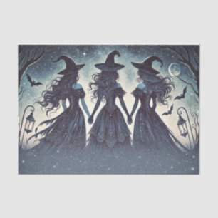 Three Witches at Night Starry Halloween Party Tissue Paper