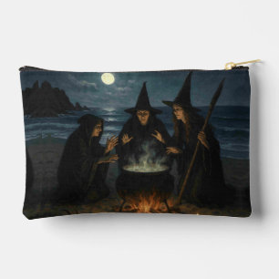 Three Witches Brew Cauldron Full Moon Beach  Accessory Pouch
