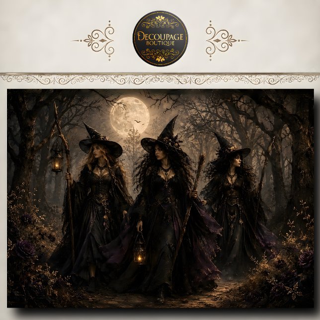 Three Witches Moonlit Gothic Forest Halloween Art Tissue Paper (Three Witches Moonlit Gothic Forest Halloween Art Tissue Paper)